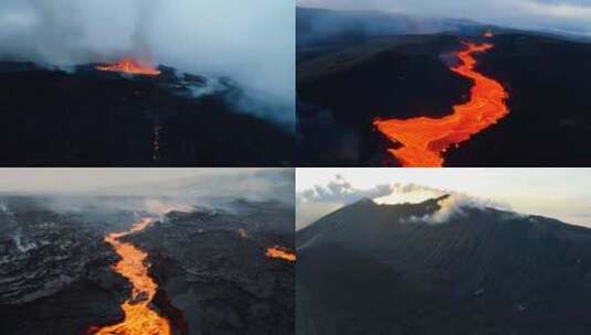 火山爆发岩浆自然灾害视频合集高清在线视频素材下载