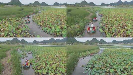 普者黑簸箕船高清在线视频素材下载