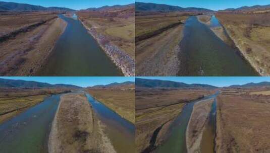 草原河流视频云南香格里拉牧区草地小河高清在线视频素材下载