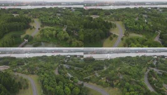 上海徐汇区华泾公园4K航拍高清在线视频素材下载