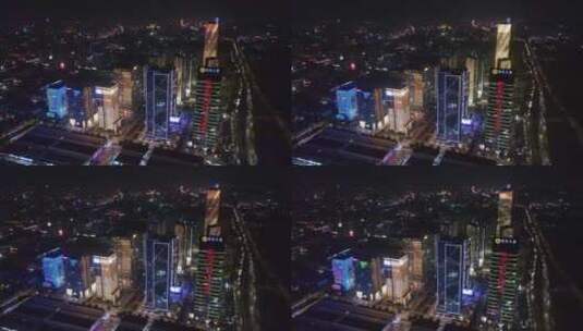 东莞南城CBD夜景航拍高清在线视频素材下载