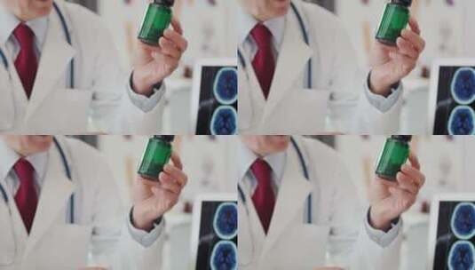 医生拿着药瓶为病人讲解高清在线视频素材下载
