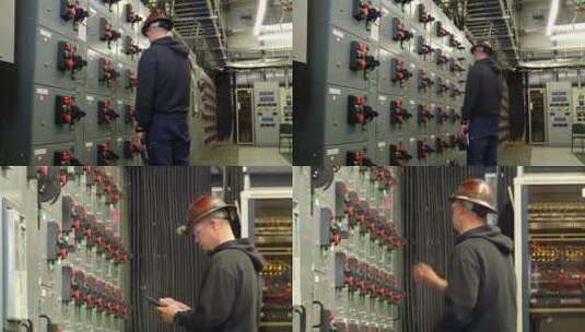 男子检查发电厂设备高清在线视频素材下载