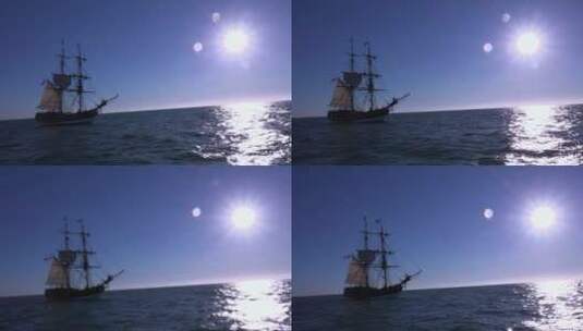 黄昏帆船在海面上行驶高清在线视频素材下载