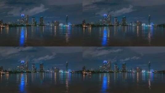 临海城市夜晚景观高清在线视频素材下载