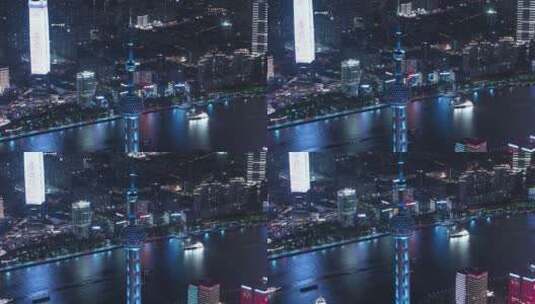4K夜景航拍全景陆家嘴城市风光13高清在线视频素材下载