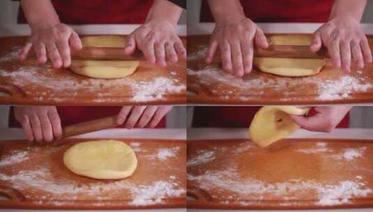 厨师擀面做酥皮高清在线视频素材下载