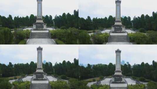 航拍广西陆川县公园人民英雄纪念碑高清在线视频素材下载
