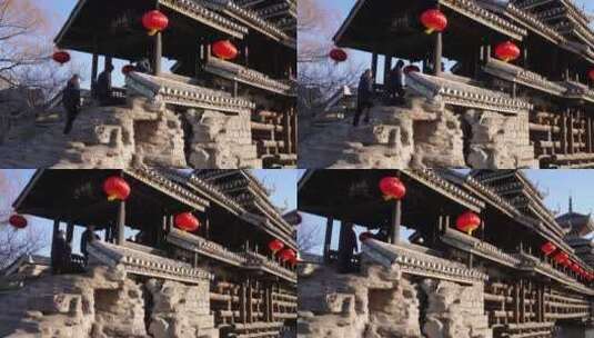 长廊水寨桥梁侗族建筑高清在线视频素材下载
