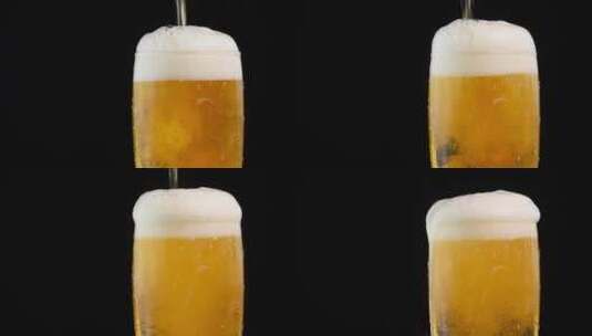 啤酒 酒花 泡沫 酒瓶 干杯高清在线视频素材下载