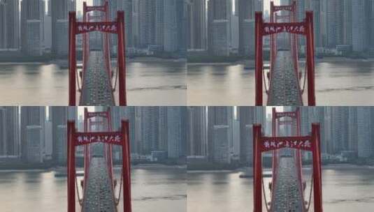 武汉鹦鹉洲长江大桥平视直推镜头，2022最新高清在线视频素材下载