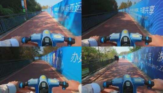 杭州青山湖骑行第一视角高清在线视频素材下载
