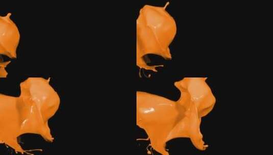 橙色液体颜料泼洒飞溅 (2)高清在线视频素材下载