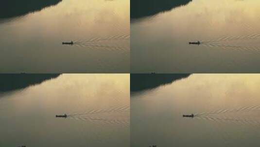 宁静湖面上的孤舟高清在线视频素材下载