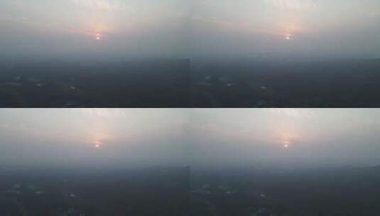 航拍清晨日出迷雾高清在线视频素材下载