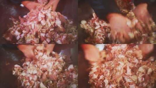 实拍冬天腊香肠制作高清在线视频素材下载