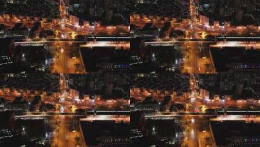龙漕路地铁站延时夜景航拍高清在线视频素材下载
