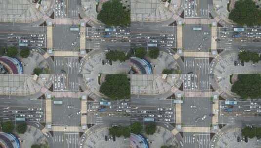 城市十字路交通动态航拍高清在线视频素材下载