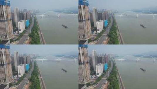 城市航拍长江沿江大道交通高清在线视频素材下载