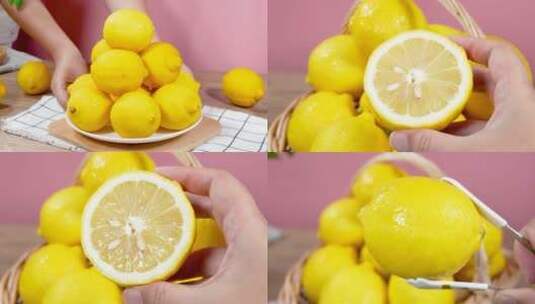 夏日新鲜水果柠檬高清在线视频素材下载