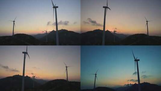 黄昏下的风力发电机高清在线视频素材下载