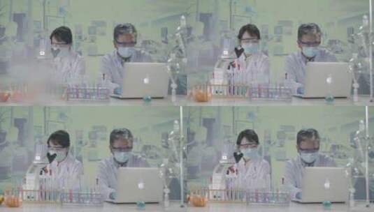 实验室教授做实验水果苹果蔬菜质检人员农业高清在线视频素材下载