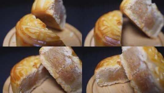 莲蓉月饼中秋传统糕点赏月高清在线视频素材下载