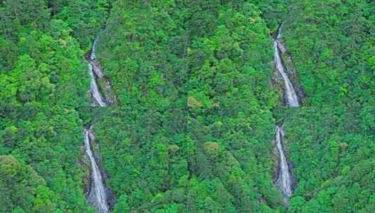 森林公园山涧瀑布后退拉远高清在线视频素材下载