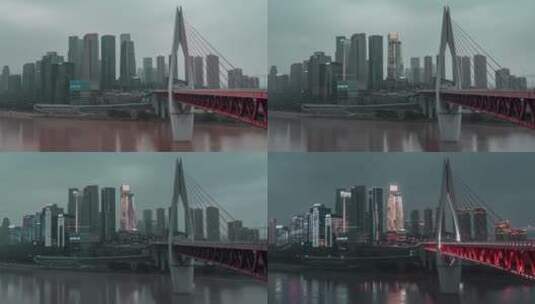 4k延时重庆嘉陵江大桥cbd日转夜高清在线视频素材下载