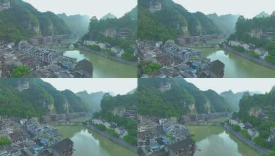 航拍贵州镇远古城高清在线视频素材下载