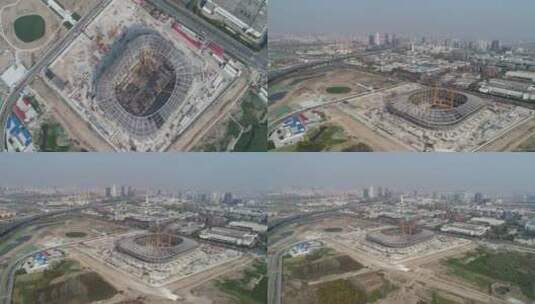 4K中国建筑足球场基建高清在线视频素材下载