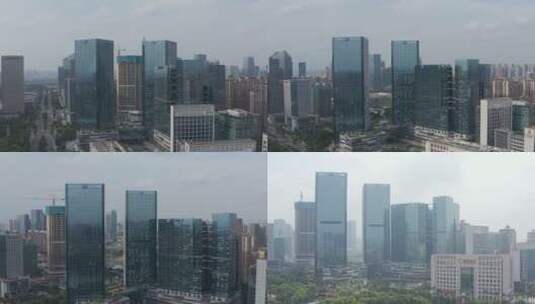 4K佛山桂城千灯湖富力大厦建筑群城市航拍高清在线视频素材下载