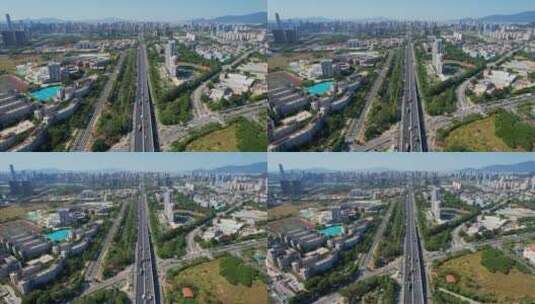 无人机航拍城市道路景观高清在线视频素材下载