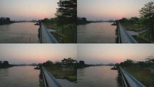 黄昏落日时段的河流高清在线视频素材下载