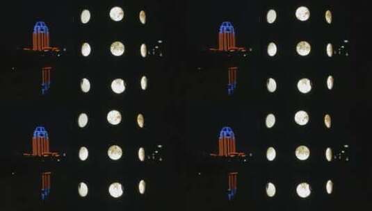 横店东磁大厦夜景灯柱空镜头高清在线视频素材下载