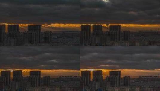 乌云 城市建筑 乌云延时摄影素材 日落十分高清在线视频素材下载