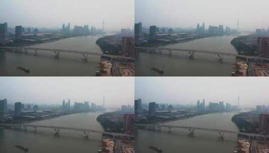 广州珠江珠江新城一河两岸风景空镜4k航拍高清在线视频素材下载