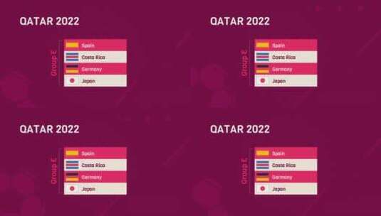 卡塔尔足球世界杯2022E组对战旗帜高清在线视频素材下载