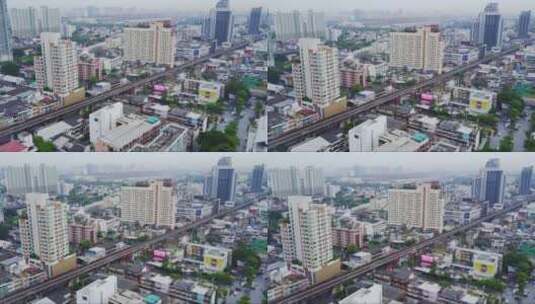 一个中国城市的景观，有现代化的摩天大楼高清在线视频素材下载