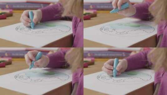 儿童涂鸦地球地图的特写 高清在线视频素材下载