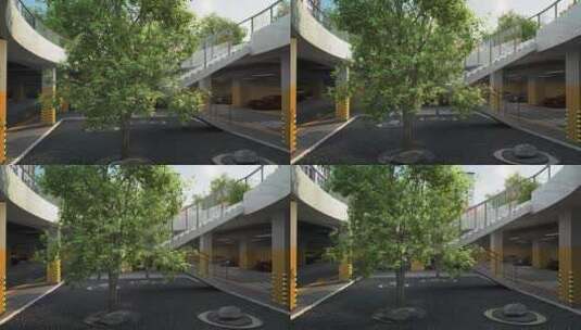 高端小区地下停车场三维动画高清在线视频素材下载