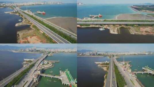 厦门航拍新阳大桥景观合集高清在线视频素材下载
