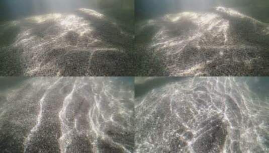gopro水下拍摄阳光照在水中的河床上高清在线视频素材下载