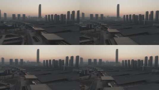 南京市区航拍，晚霞高清在线视频素材下载