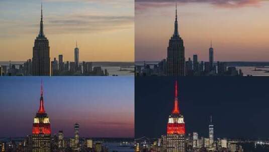 纽约曼哈顿 帝国大厦 新世贸 日转夜6-Z9高清在线视频素材下载