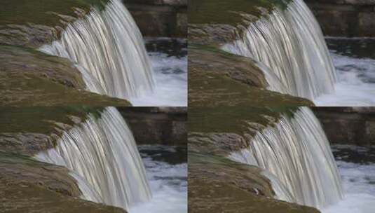 威海里口山张村河里的流水瀑布高清在线视频素材下载