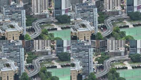 香港摩顿台天桥长焦航拍高清在线视频素材下载