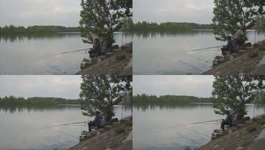 河边钓鱼的人们（高清4k)高清在线视频素材下载