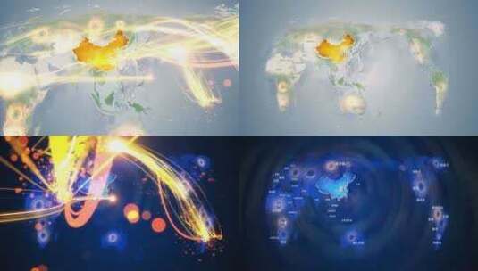 合肥蜀山区地图辐射到全世界全球连线 6高清在线视频素材下载
