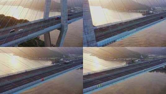 福州长门特大桥航拍桥面右横移高清在线视频素材下载